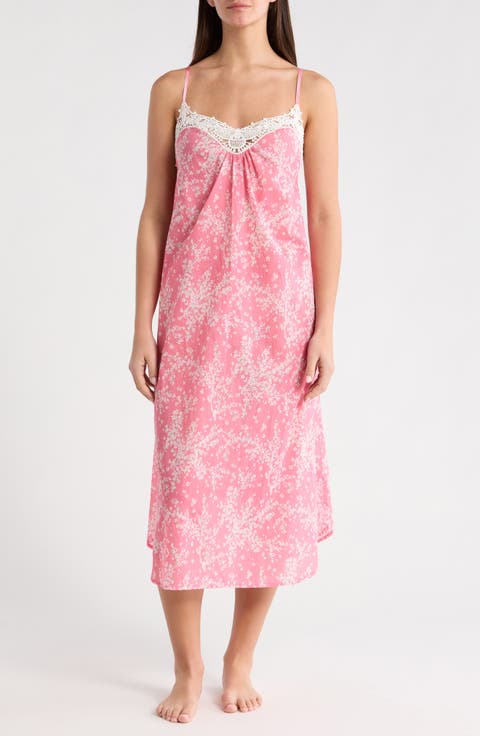 Cheri Blossom Lace Trim Cotton Nightgown