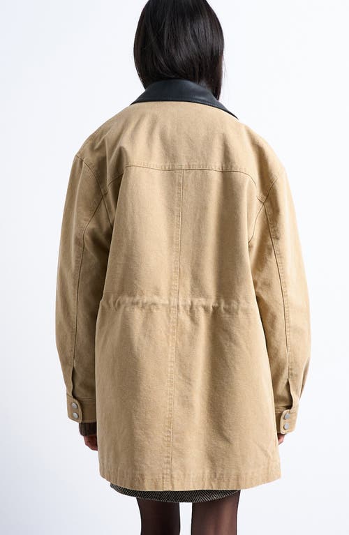 Topshop Cotton Blend Barn Jacket In Black