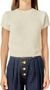 English Factory Rib Trim Short Sleeve Knit Top