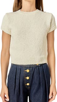 English Factory Rib Trim Short Sleeve Knit Top