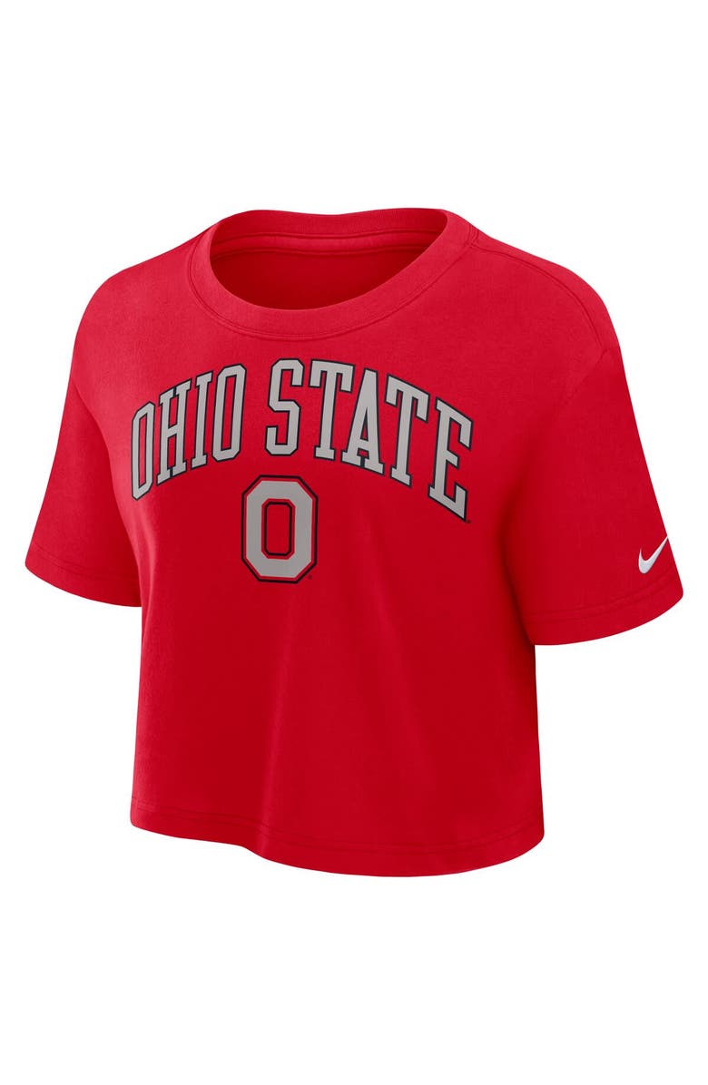 Nike Women's Nike Scarlet Ohio State Buckeyes Athletic Prep Arch Performance Cropped T-Shirt, Alternate, color, Scarlet