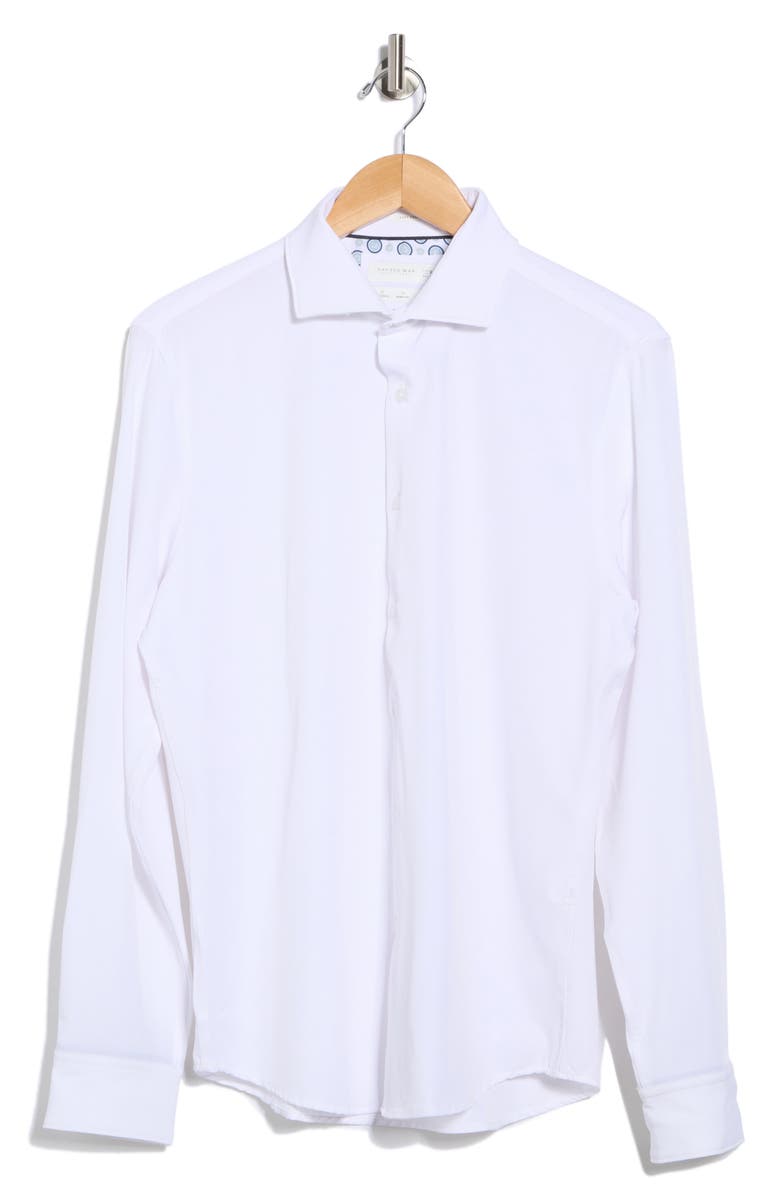 DENIM AND FLOWER Tech Long Sleeve Button Front Shirt, Alternate, color, White