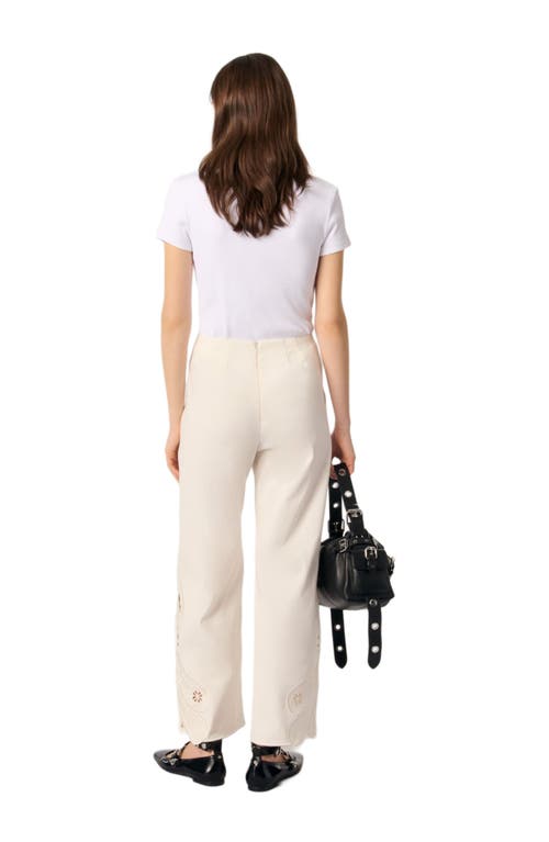 Shop Maje Embroidered Trousers In Ecru
