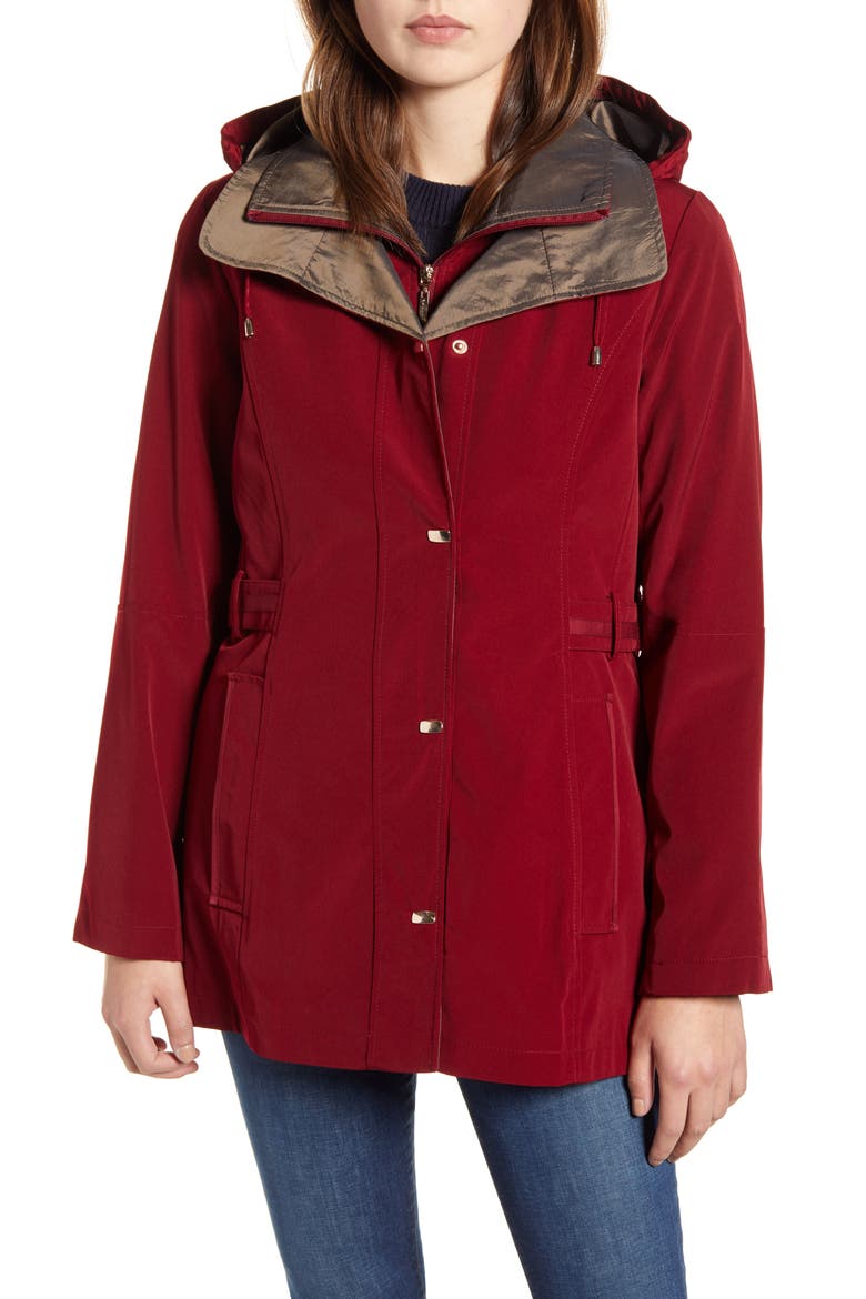 Raincoat with Removable Hood & Liner, Alternate, color, MERLOT