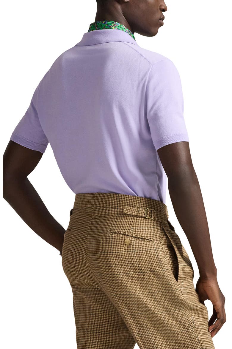 Short Sleeve Cotton Polo Sweater, Alternate, color, POWDER PURPLE