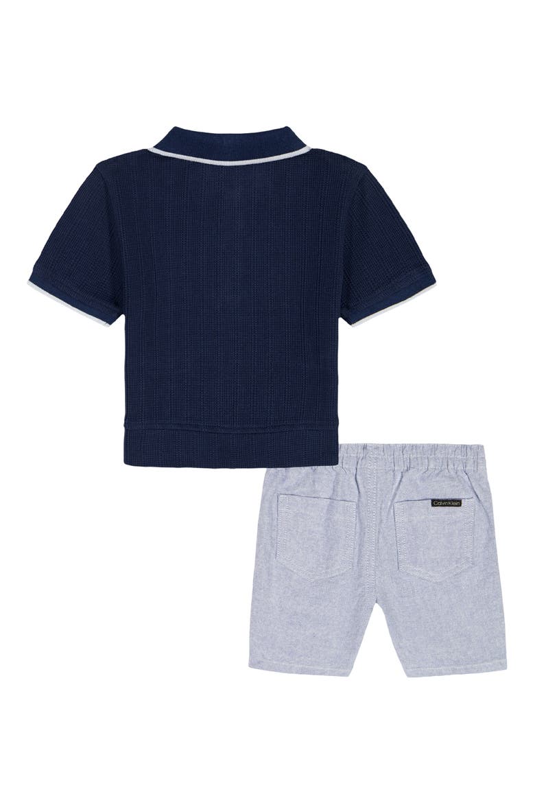 Tipped Polo & Shorts Set, Alternate, color, BLUE MULTI