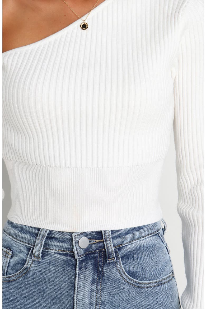 Tina One-Shoulder Rib Crop Sweater, Alternate, color, WHITE
