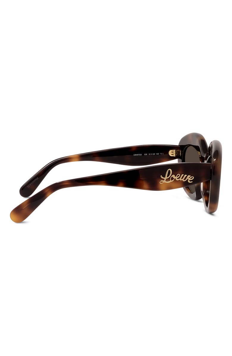Loewe Curvy 51mm Cat Sunglasses, Alternate, color, Dark Havana / Brown