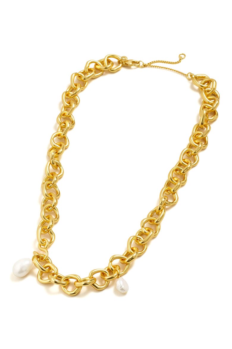Freshwater Cultured Pearl Chain Necklace, Main, color, VINTAGE GOLD
