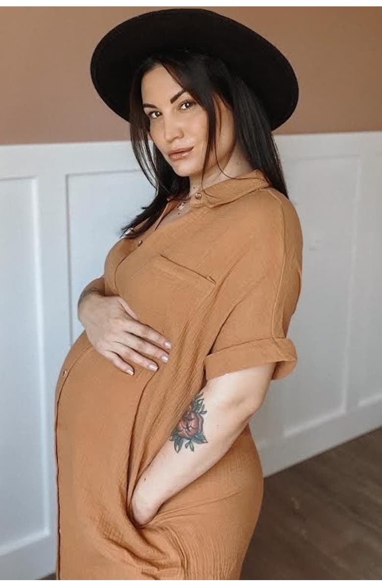 PinkBlush Button Down Midi Dress, Alternate, color,