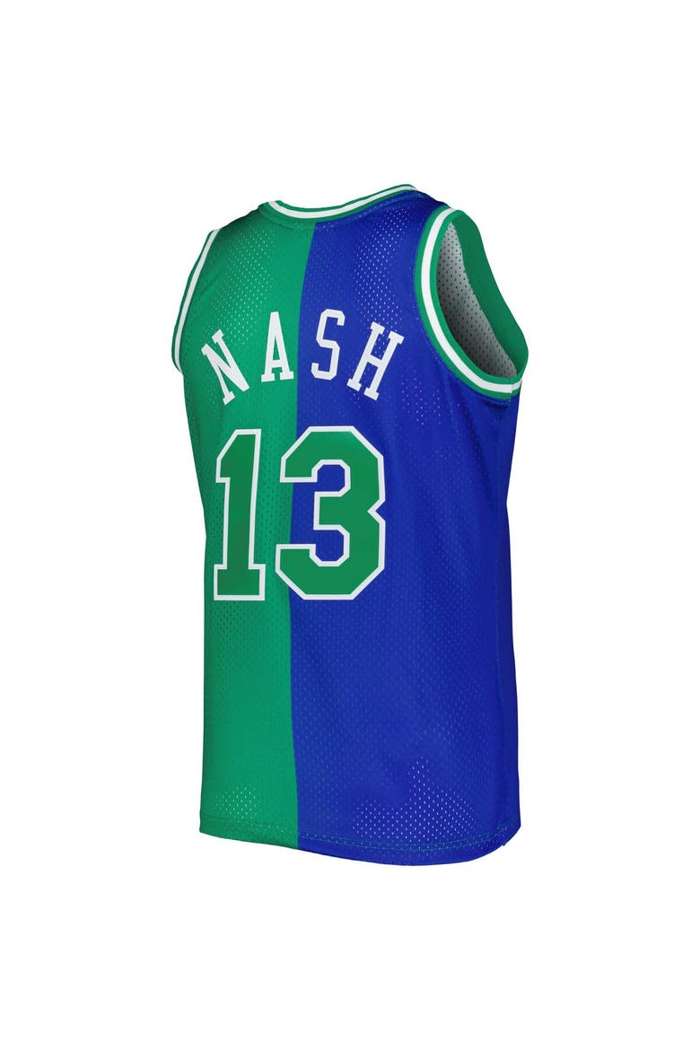 Men's Mitchell & Ness Steve Nash Blue/Green Dallas Mavericks Hardwood Classics 1998/99 Split Swingman Jersey, Alternate, color, Blue