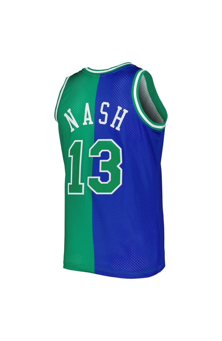 Mitchell & Ness Men's Mitchell & Ness Steve Nash Blue/Green Dallas Mavericks Hardwood Classics 1998/99 Split Swingman Jersey, Alternate, color, 