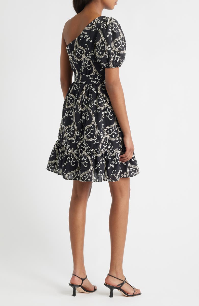 Anne Klein One-Shoulder Puff Sleeve Cotton Dress, Alternate, color,