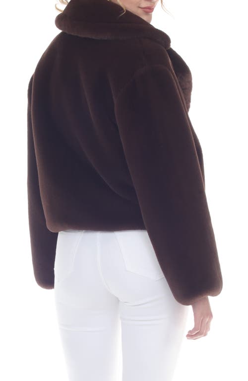 Rain And Rose Faux-fur Crop Jacket In Chocolate