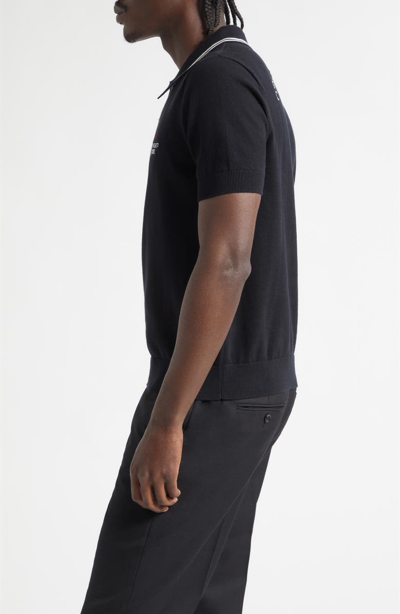 MIDNIGHT RODEO Signature Logo Embroidered Polo Sweater, Alternate, color, Black