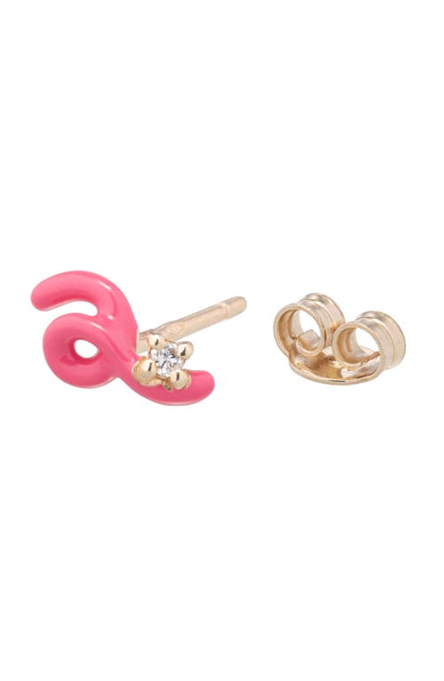 Bea Bongiasca Single Mini Diamond Loop Stud Earring In Pink