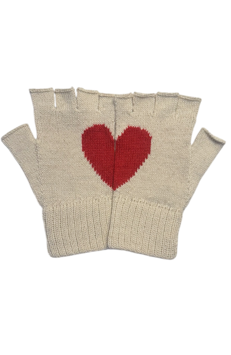 YAPA Heart Fingerless Alpaca Gloves, Main, color, White