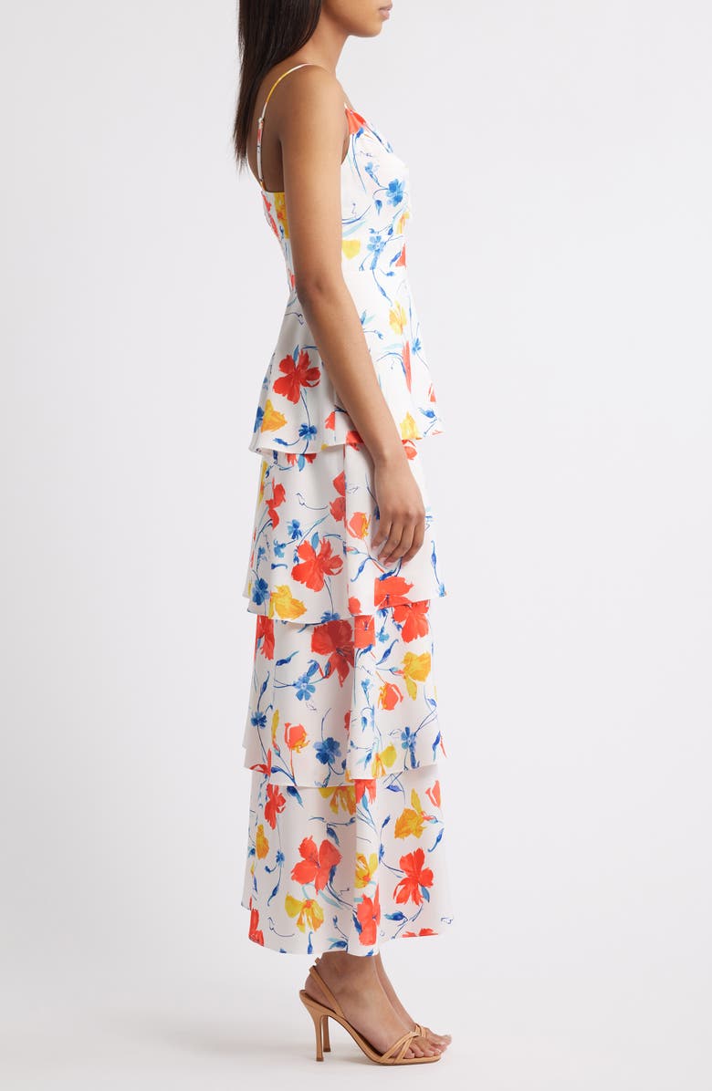 Anne Klein Floral Cowl Neck Tiered Dress, Alternate, color,