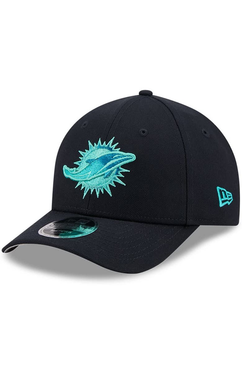 New Era Men's New Era Pitch Blue Miami Dolphins 2025 Rivalries Collection Team 9FORTY M-Crown Adjustable Hat, Main, color, Aqua
