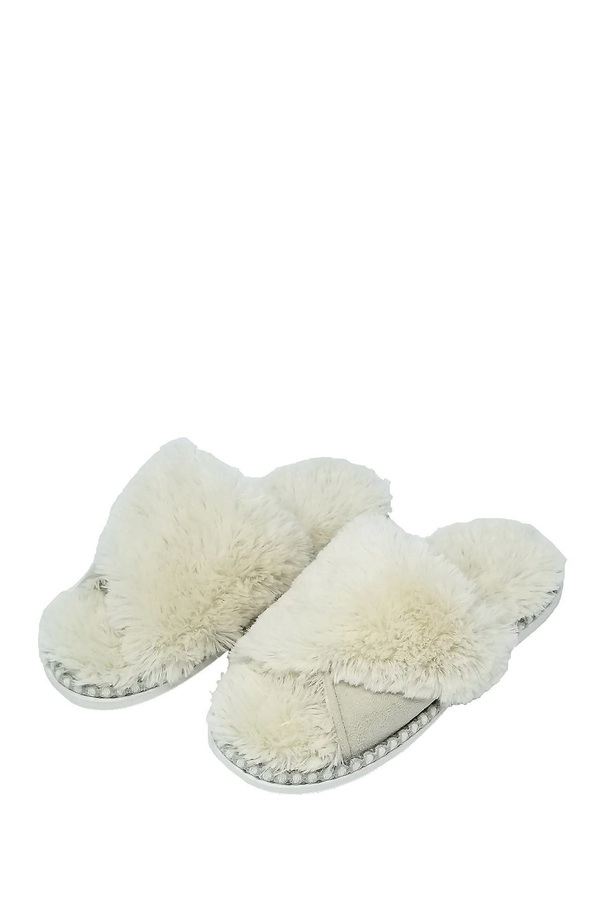 GAAHUU Faux Fur Criss Cross Slipper, Main, color, 