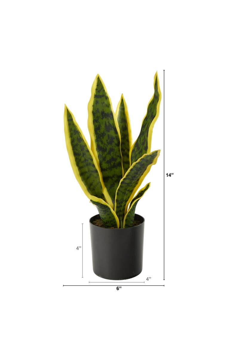 14-in Artificial Sansevieria Snake Plant, Alternate, color, Green
