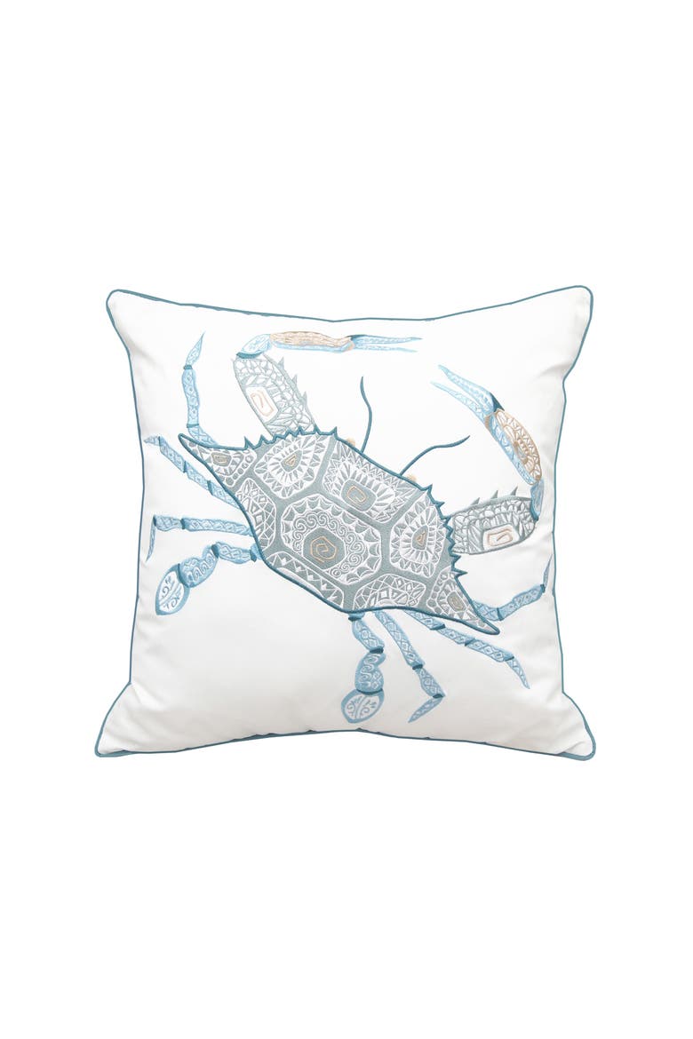 Sea Glass Crab Indoor/Outdoor Accent Throw Pillow 20" x 20", Main, color, Blue