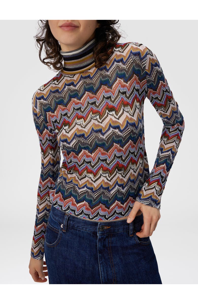Missoni Slim Fit High-neck Sweater In Embroidered Lace, Alternate, color, Multicoloured