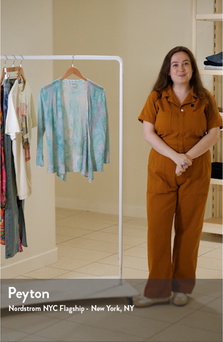 Watercolor Waves Tie Dye Linen Blend Cardigan, sales video thumbnail