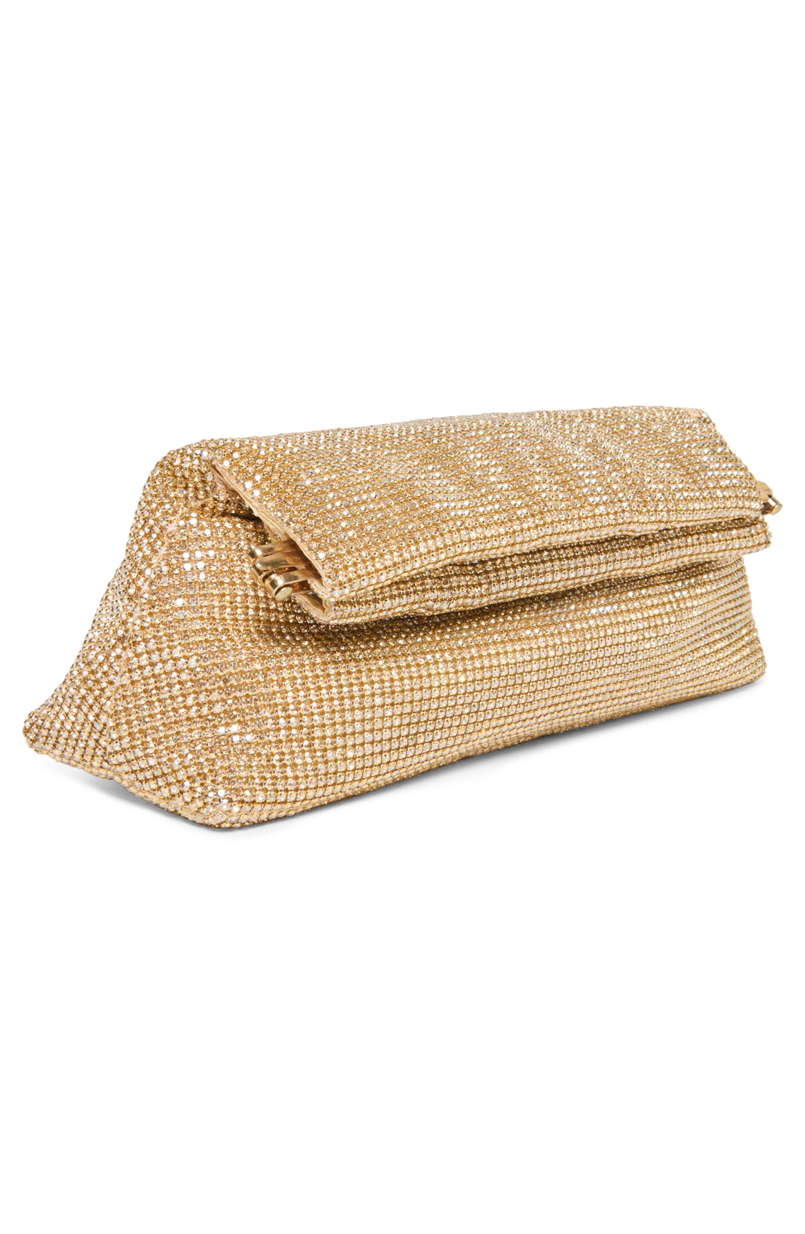 Dolce Vita Akila Crystal Mesh Foldover Clutch, Alternate, color, Gold