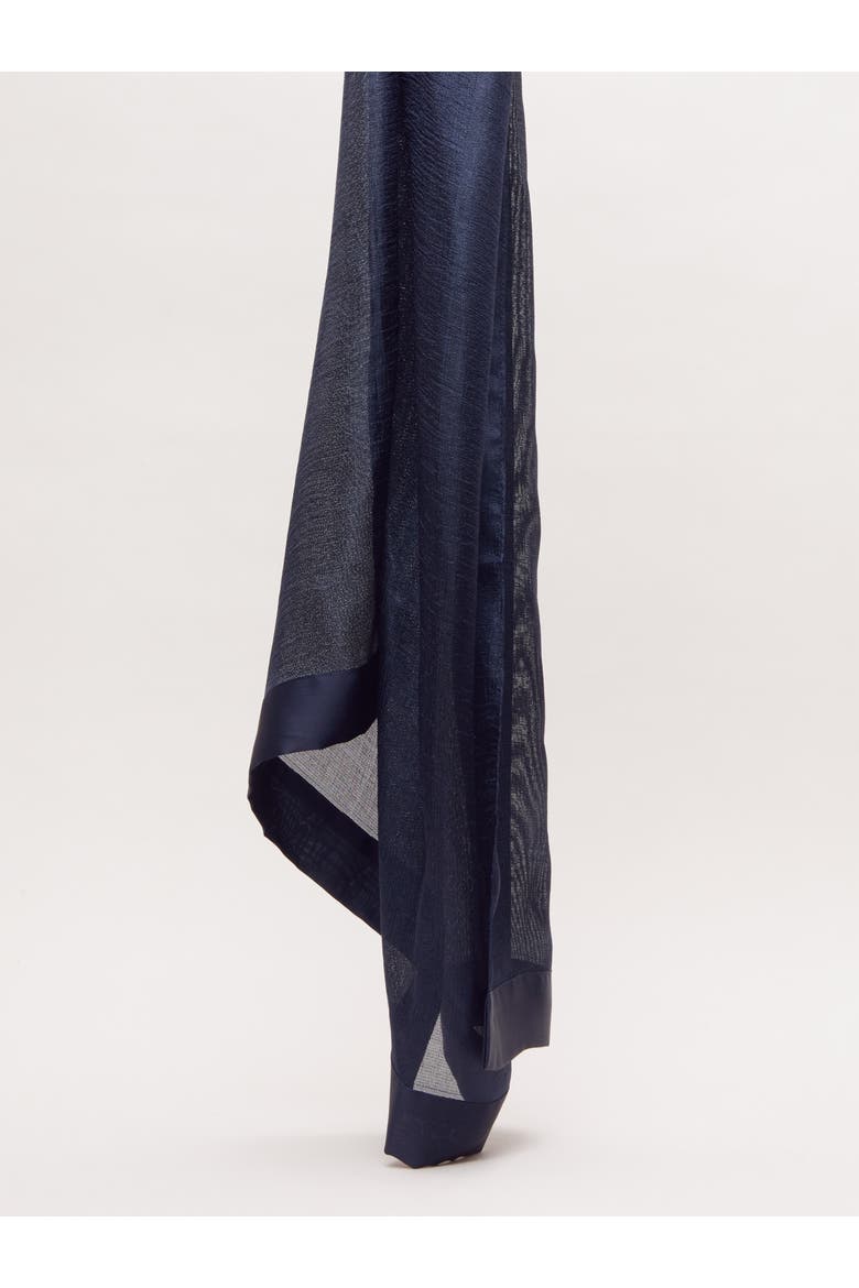 Satin Trim Scarf, Alternate, color, Navy