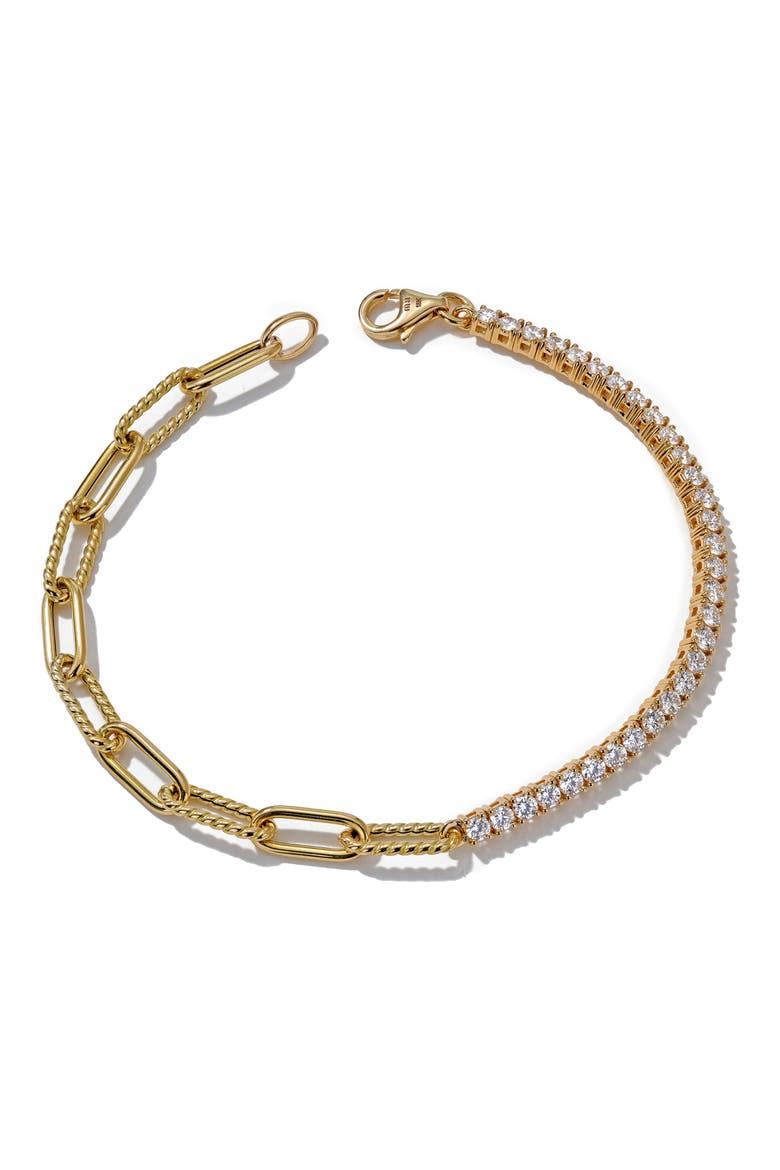 Half & Half Diamond & Chunky Link Bracelet, Main, color, DIAMOND