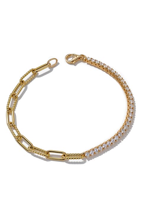 Half & Half Diamond & Chunky Link Bracelet