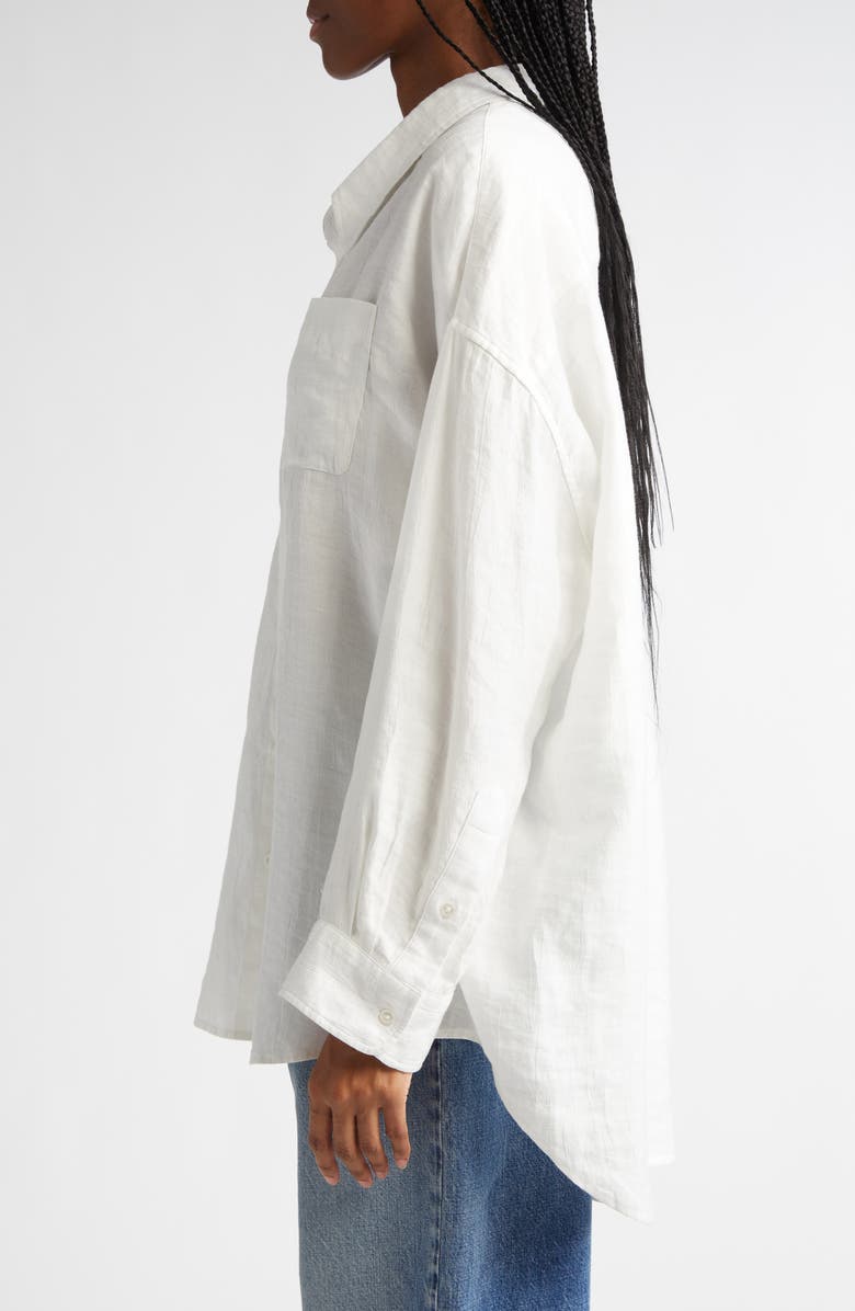 R13 Drop Neck Linen Blend Button-Up Shirt, Alternate, color,