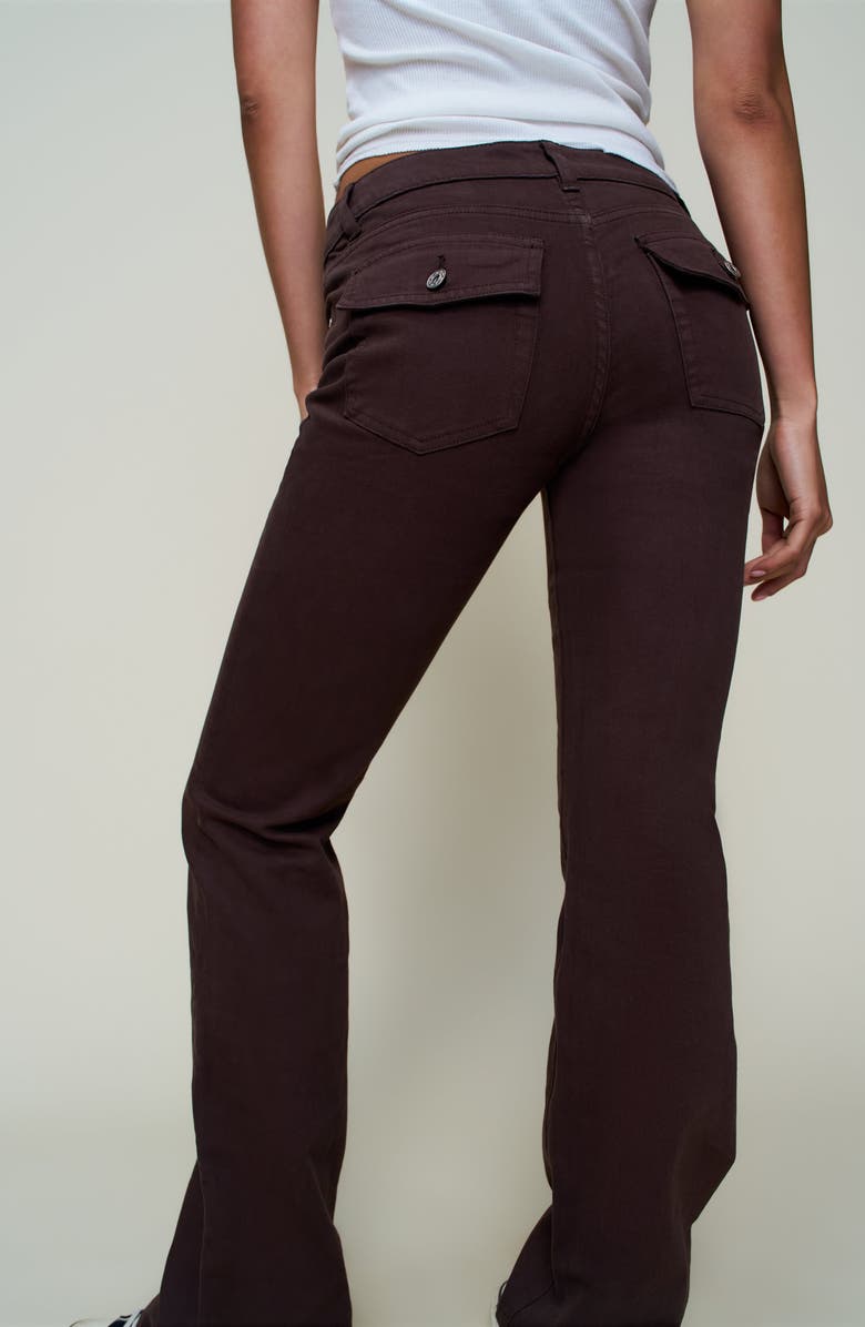 Guizio Low Rise Flare Twill Pant, Alternate, color, Chocolate
