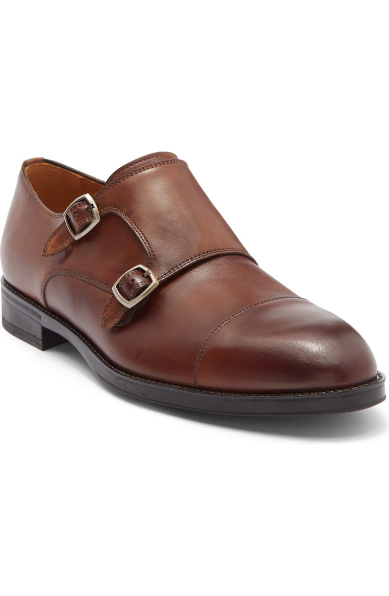 Magnanni Franklyn Monk Strap Shoe, Main, color, Tabaco