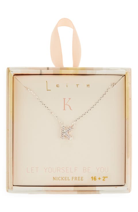 Cubic Zirconia Initial Pendant Necklace