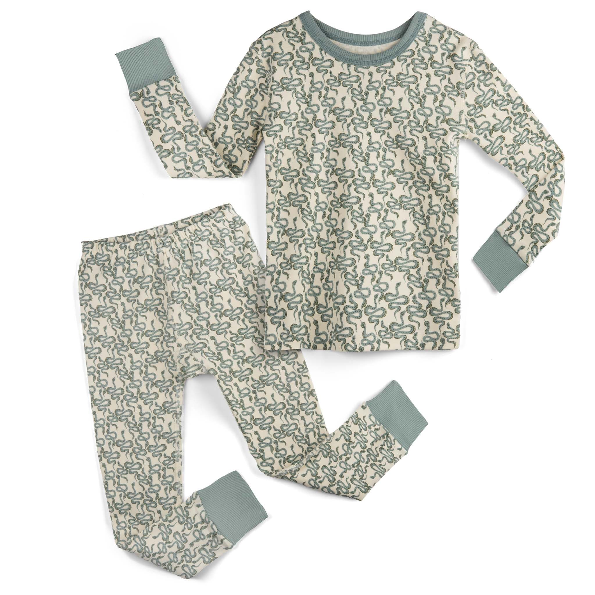 Mightly 100% Organic Cotton Print Long Sleeve Snug Fit Kids Pajamas In Multi