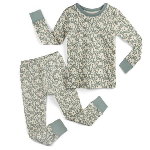 100% Organic Cotton Print Long Sleeve Snug Fit Kids Pajamas