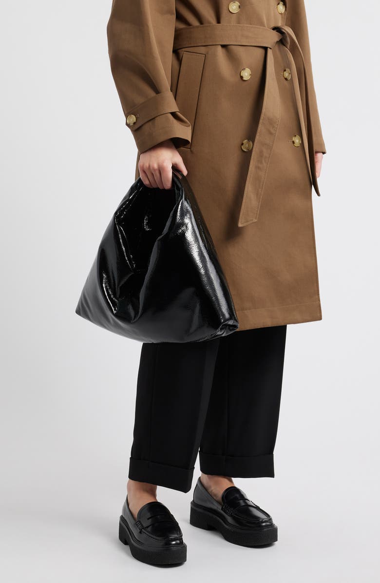 KASSL Small Anchor Lacquered Hobo Bag, Alternate, color, Black 0001