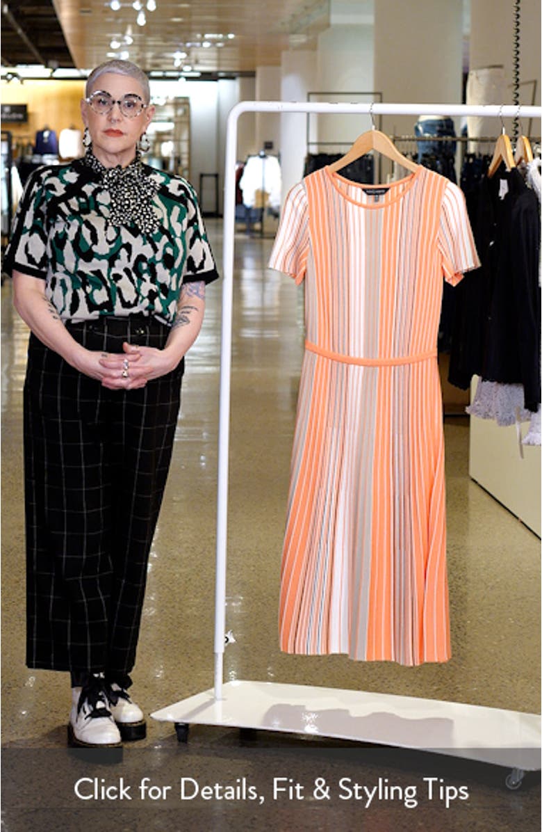 Multi Stripe Soft Knit Fit & Flare Dress, sales video thumbnail