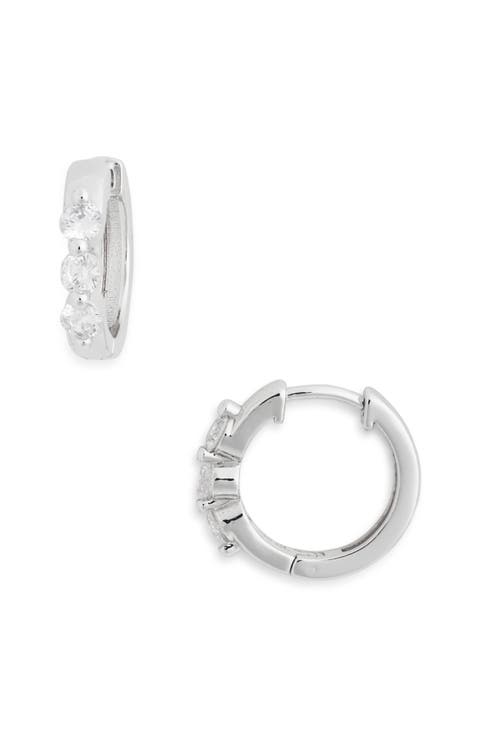 Normani Cubic Zirconia Polished Huggie Hoop Earrings