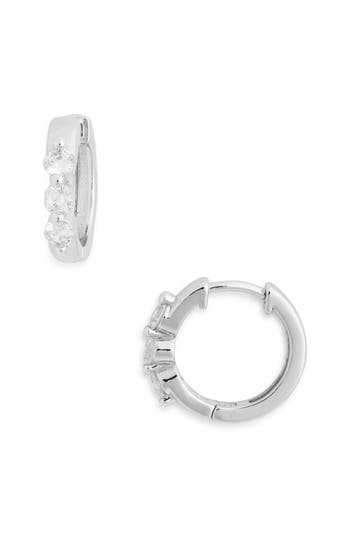 Sterling Forever Normani Cubic Zirconia Polished Huggie Hoop Earrings In Silver