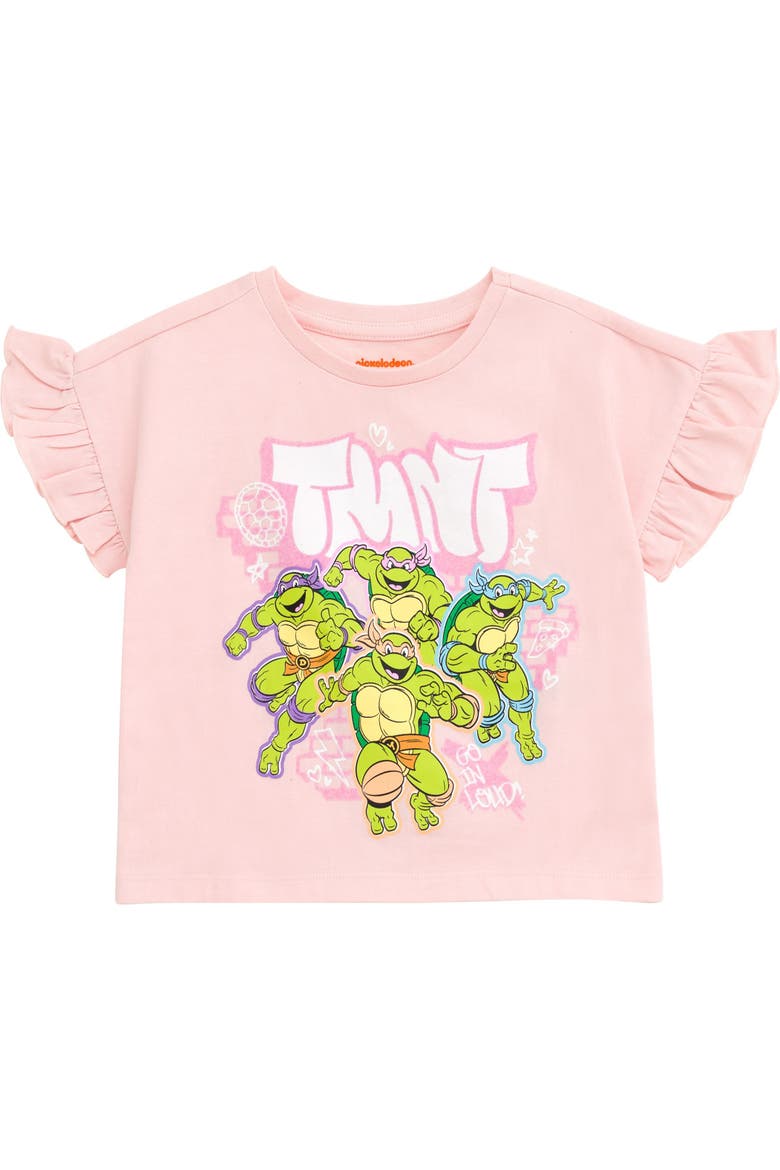 T-Shirt and Chambray Shorts Set, Alternate, color, Pink Blue TMNT
