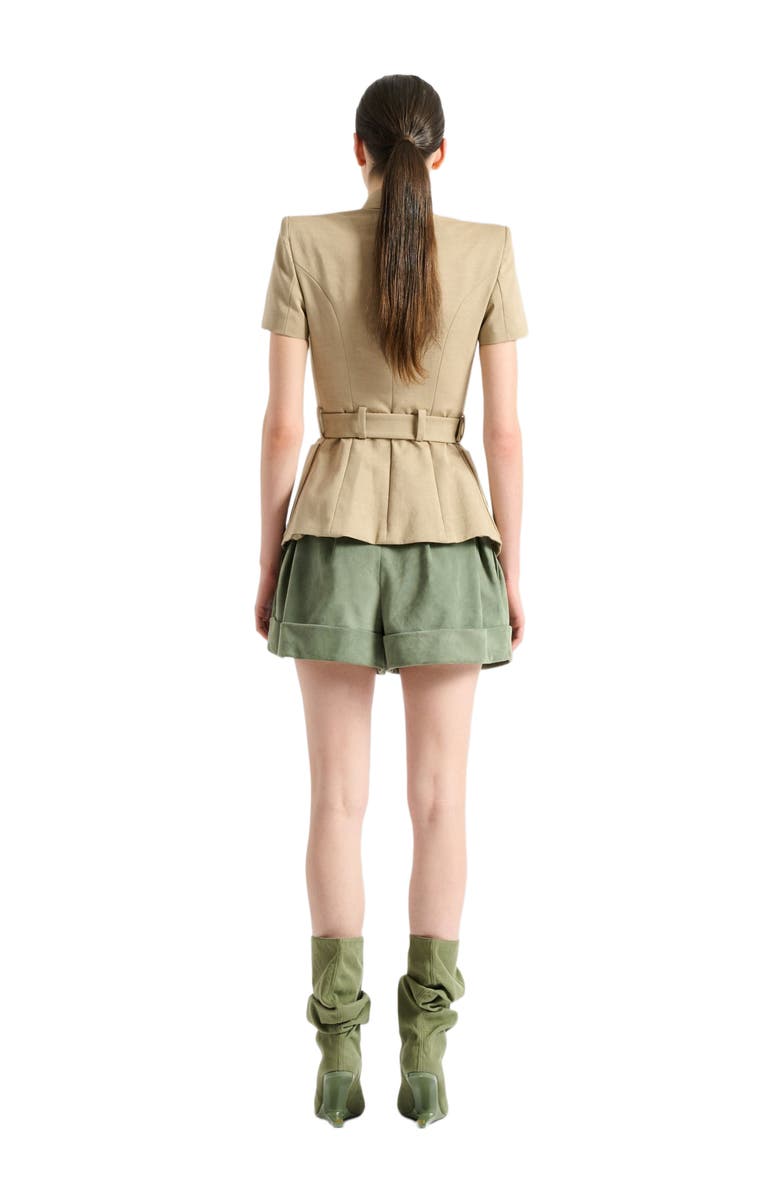Balmain Belted gabardine Anthem jacket, Alternate, color, Beige
