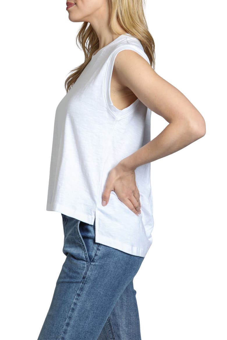 High-Low Hem Muscle Tee, Alternate, color, WHITE