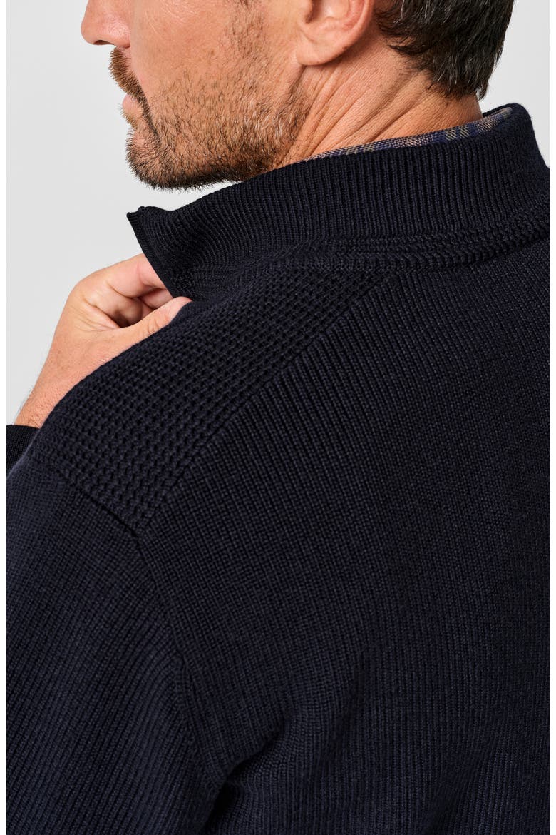 Merino Wool Full Zip Sweater, Alternate, color, NAVY