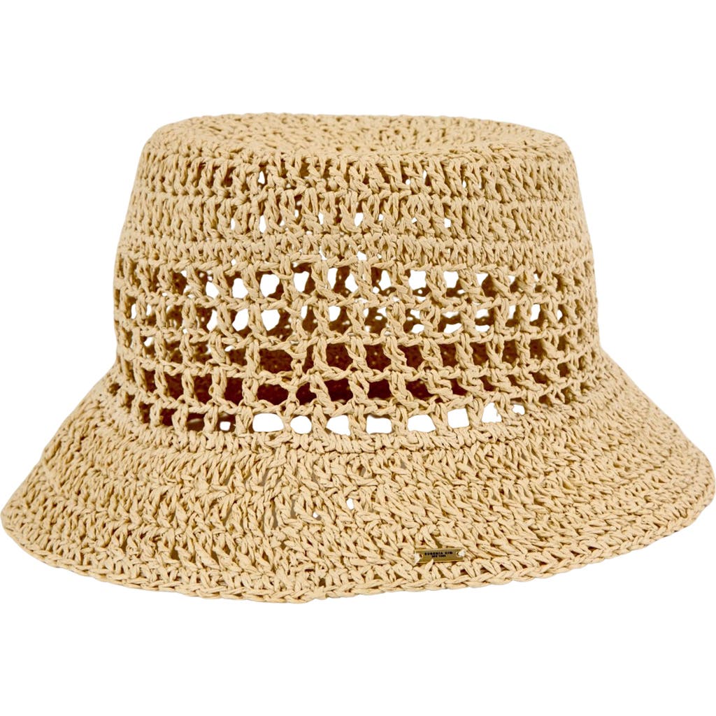 Eugenia Kim Jonah Crochet Straw Bucket Hat In Brown