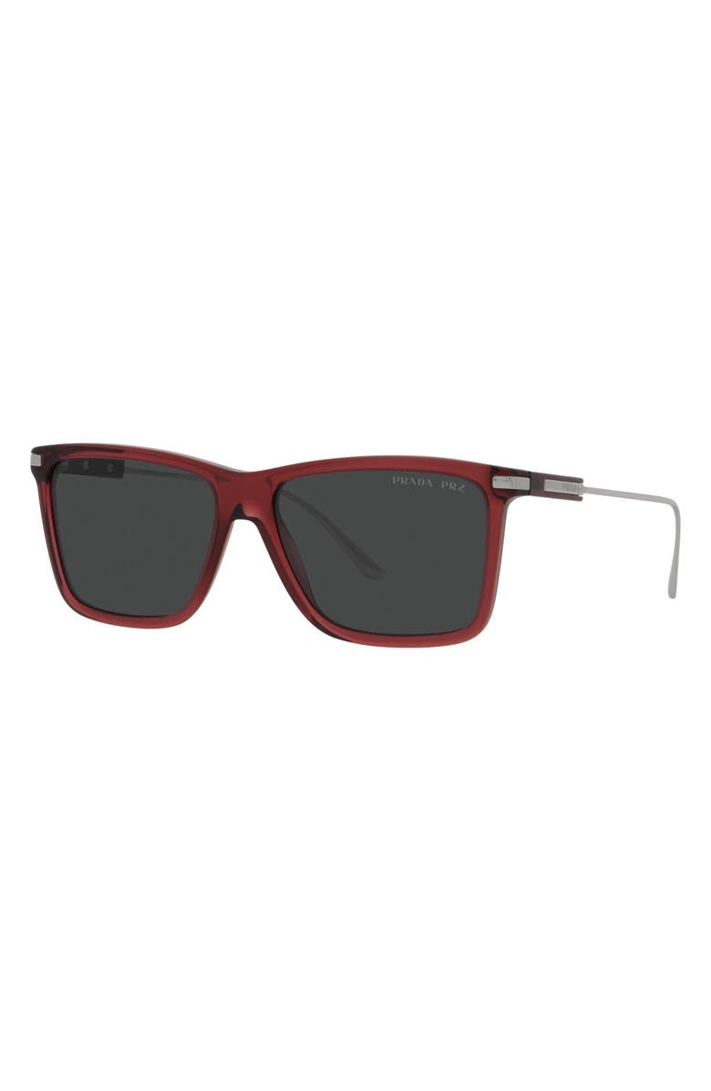 Prada 58mm Polarized Rectangular Sunglasses, Alternate, color, 