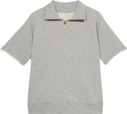 Fortela York Brushed Jersey Quarter Zip Collared Short Sleeve Sweatshirt