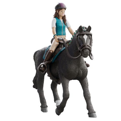 Horse Club Lisa & Storm 7pc Playset, Articulated Rider, Black Horse